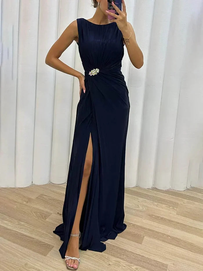 Freesia | Women's Wedding Guest Pleated Maxi Dress Evening