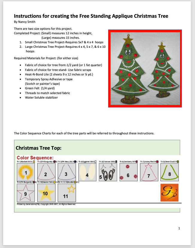 Freestanding Applique Christmas Tree Projects for  [5x7] or  [6x10] # 10418