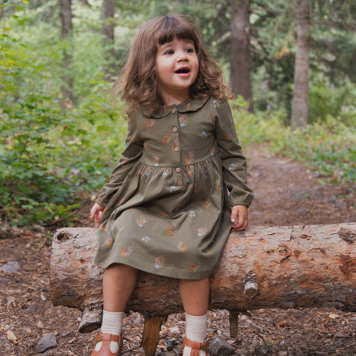 Frill Collar Dress- Lichen Mushrooms