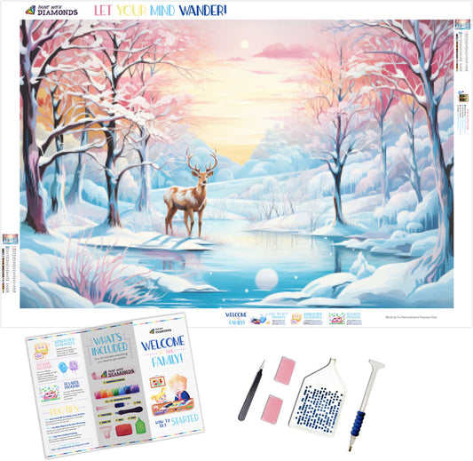 Frolicking Deer Icy Landscape