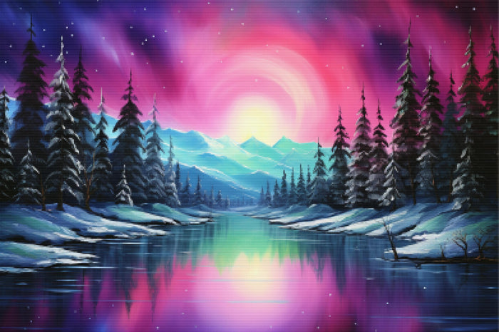 Frozen Lake Shimmering Northern Lights