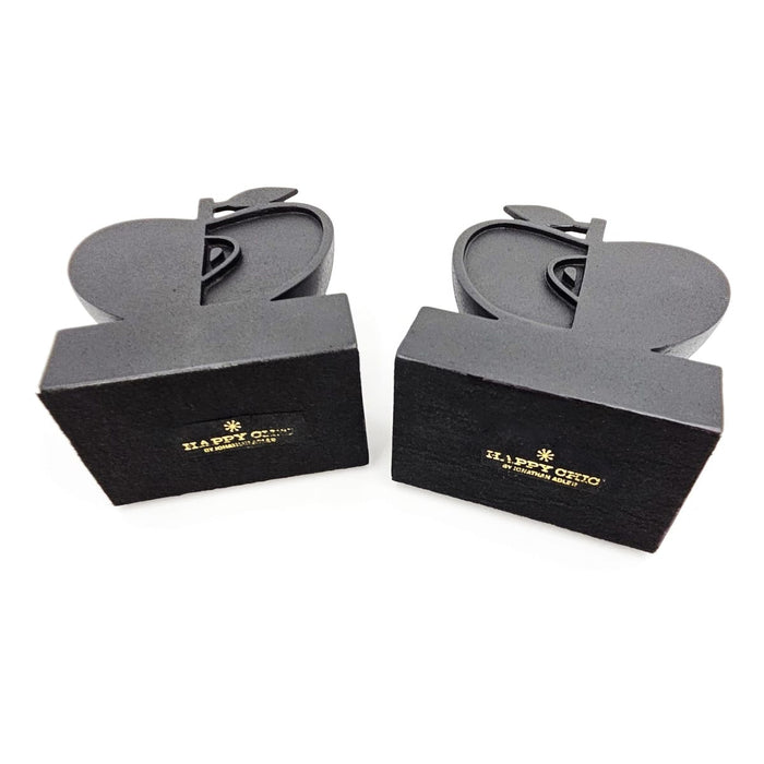 Jonathan Adler Bookends Fully Restored Jonathan Adler Happy Chic Apple Bookends in Textured Black