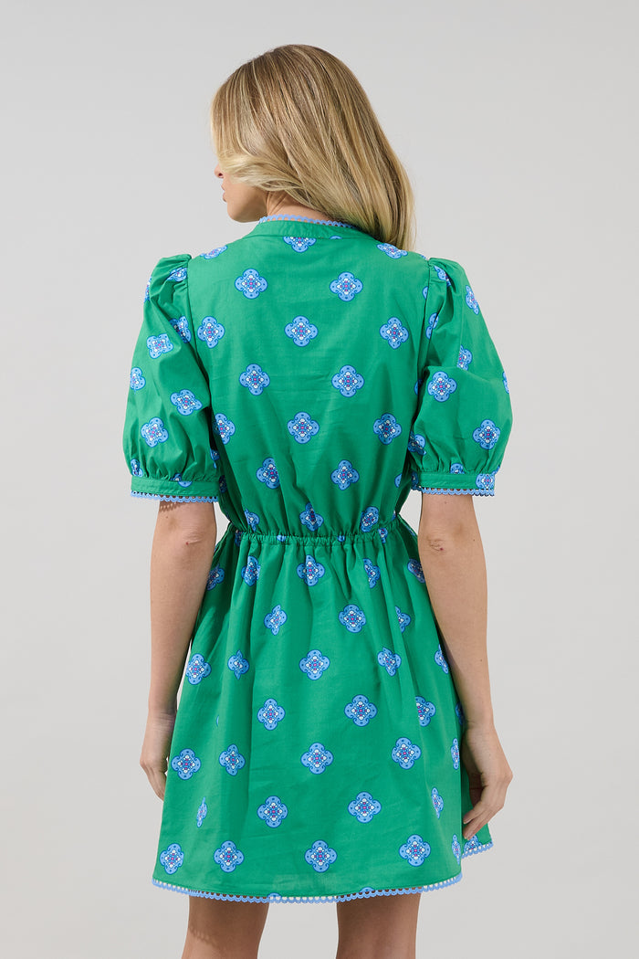 Genara Drawstring Mini Dress Medallion