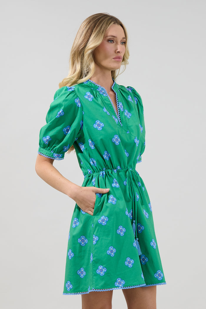 Genara Drawstring Mini Dress Medallion