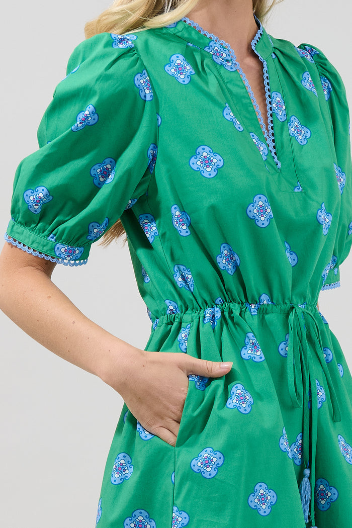 Genara Drawstring Mini Dress Medallion