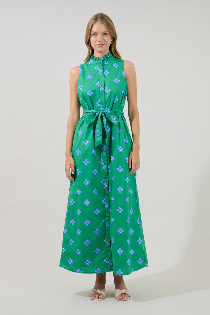 Gerlia Button Down Maxi Dress Medallion