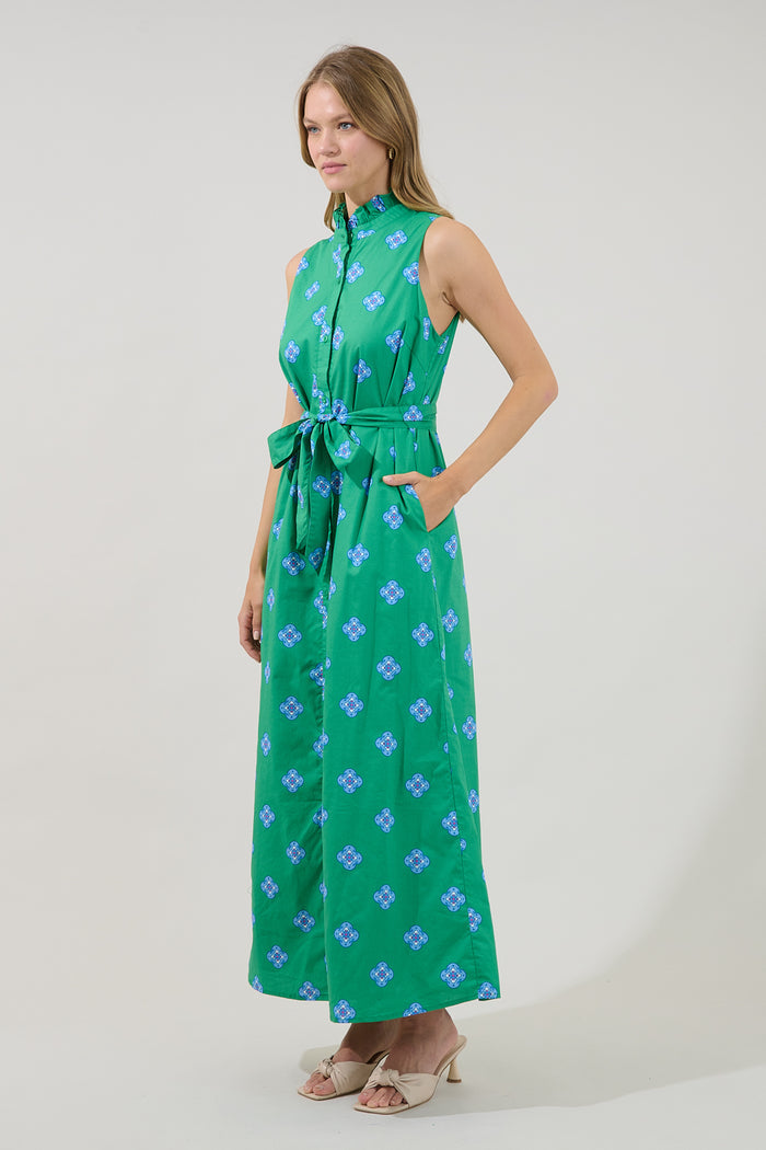 Gerlia Button Down Maxi Dress Medallion