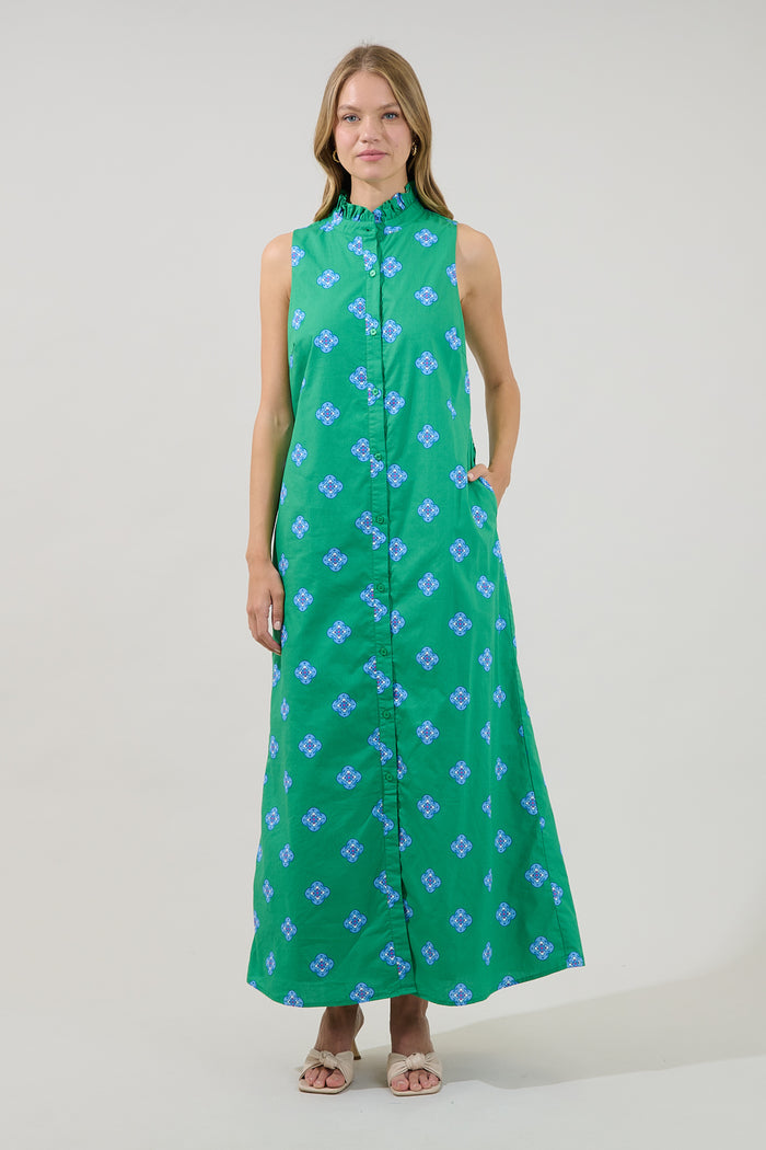 Gerlia Button Down Maxi Dress Medallion