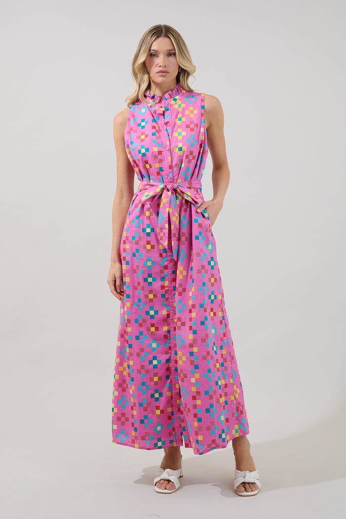 Gerlia Button Down Maxi Dress Pixel