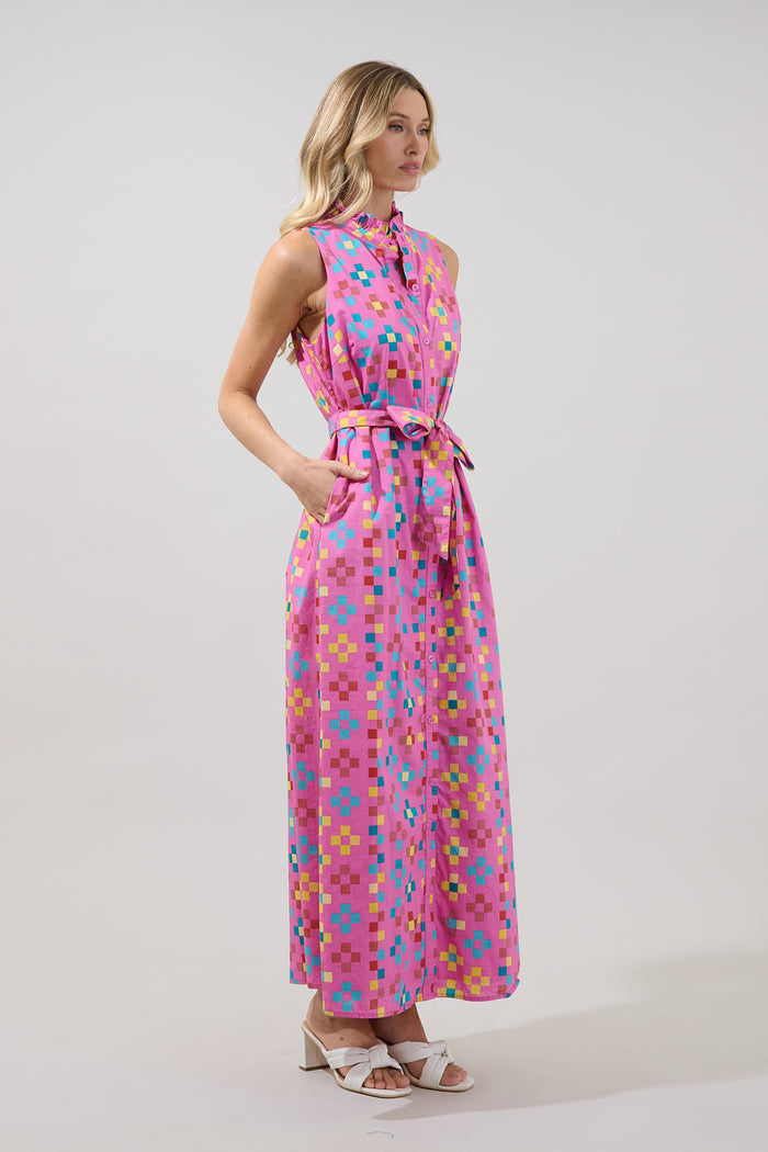 Gerlia Button Down Maxi Dress Pixel