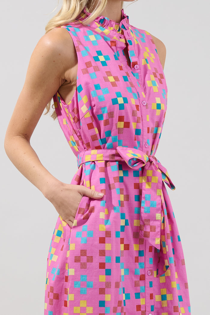Gerlia Button Down Maxi Dress Pixel