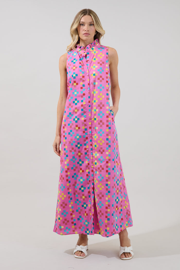 Gerlia Button Down Maxi Dress Pixel