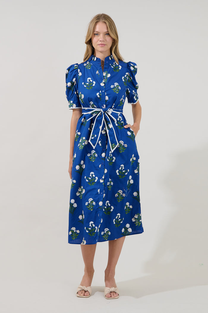 Gianny Button Down Midi Dress Floral