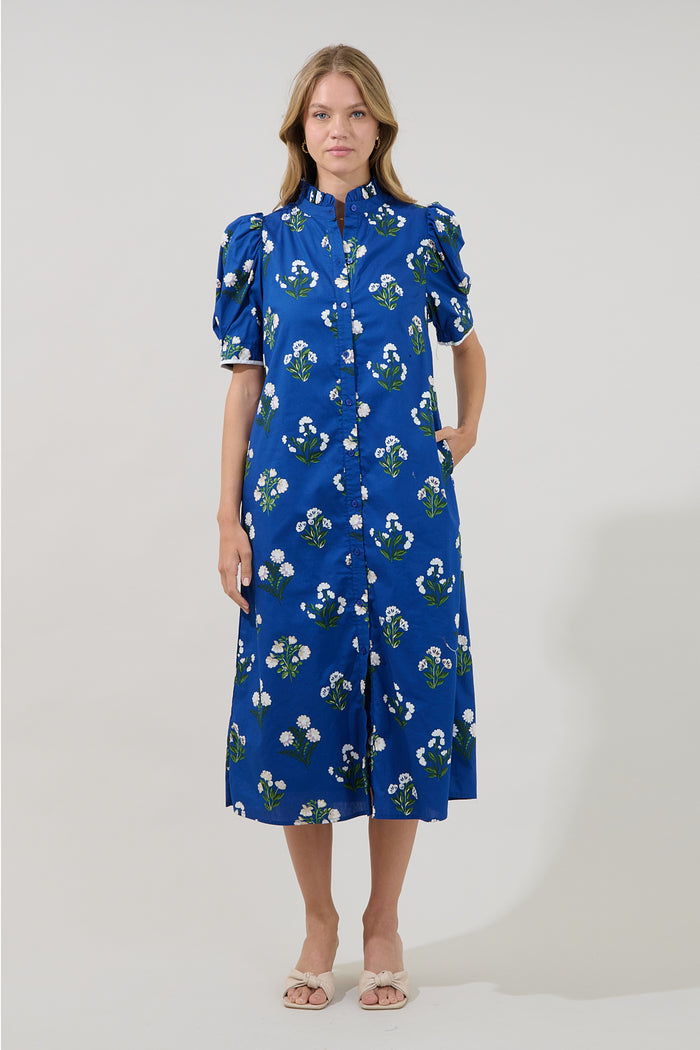 Gianny Button Down Midi Dress Floral