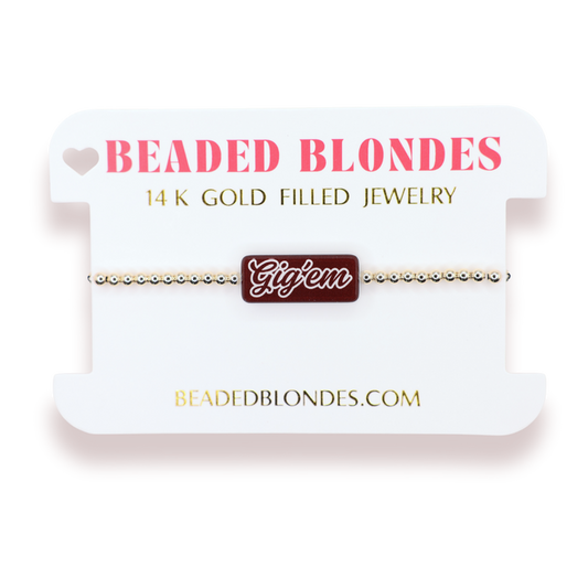 Gig ‘Em Block Bracelet on Gold