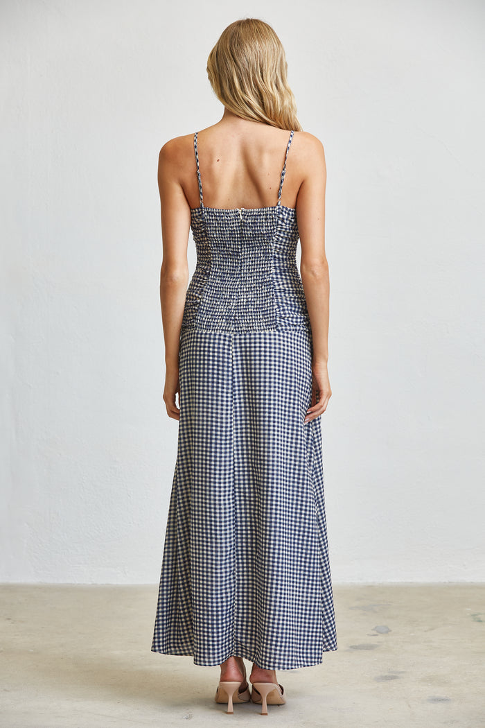 Gingham Ruched Bust Maxi Dress - SALE