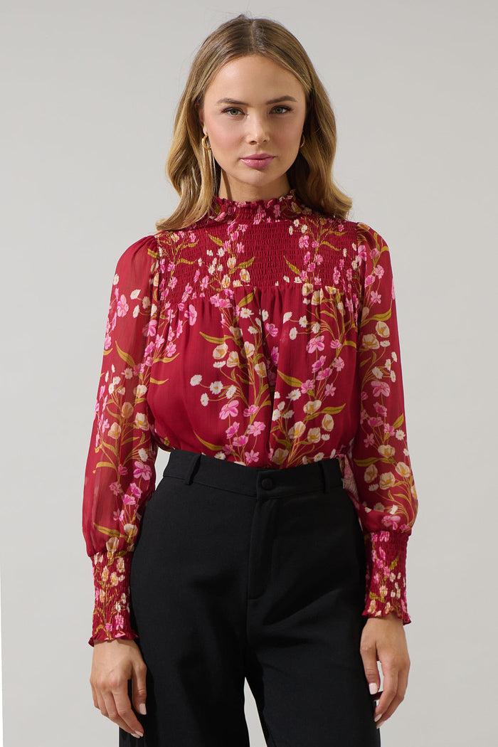 Ginnie Floral Sunnie Long Balloon Sleeve Blouse