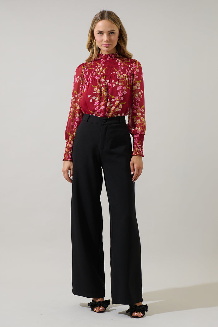Ginnie Floral Sunnie Long Balloon Sleeve Blouse