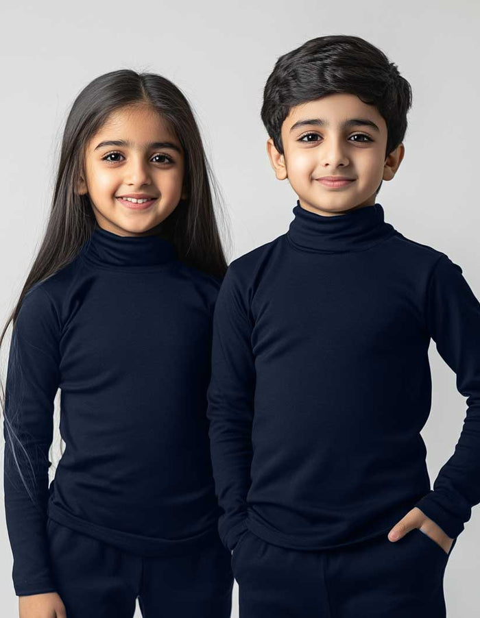 Girls’ Soft Winter High Neck – Navy Blue
