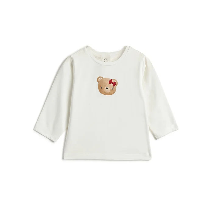 Girls White Printed T-shirt with Skirt Dungaree