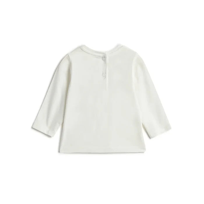 Girls White Printed T-shirt with Skirt Dungaree