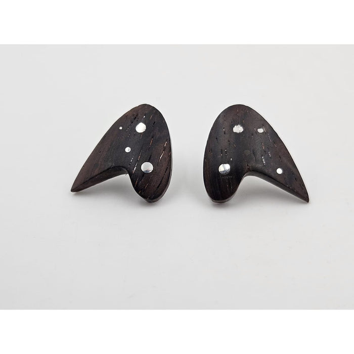 G & JK Denmark Jewelry G & JK Denmark Sterling and Wood Atomic Retro Modernist Earrings