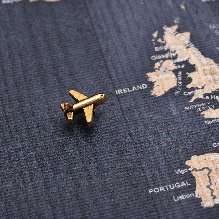 Gold Plane Map Push Pins