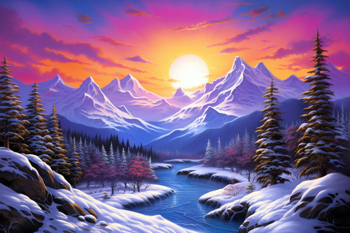 Golden Sunset Breathtaking Mountains