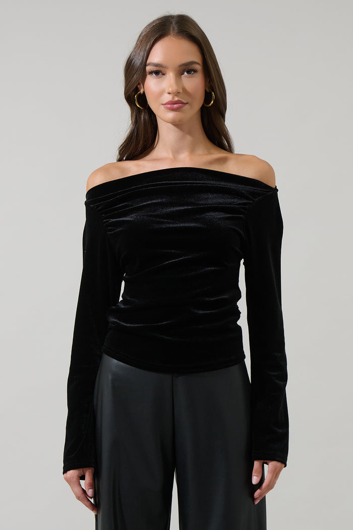 Gracy Velvet Off the Shoulder Top