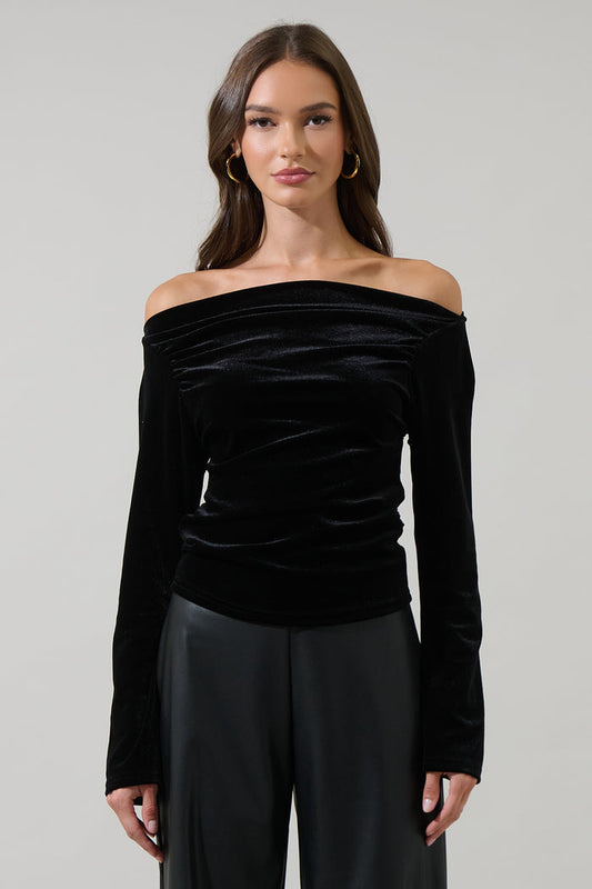Gracy Velvet Off the Shoulder Top