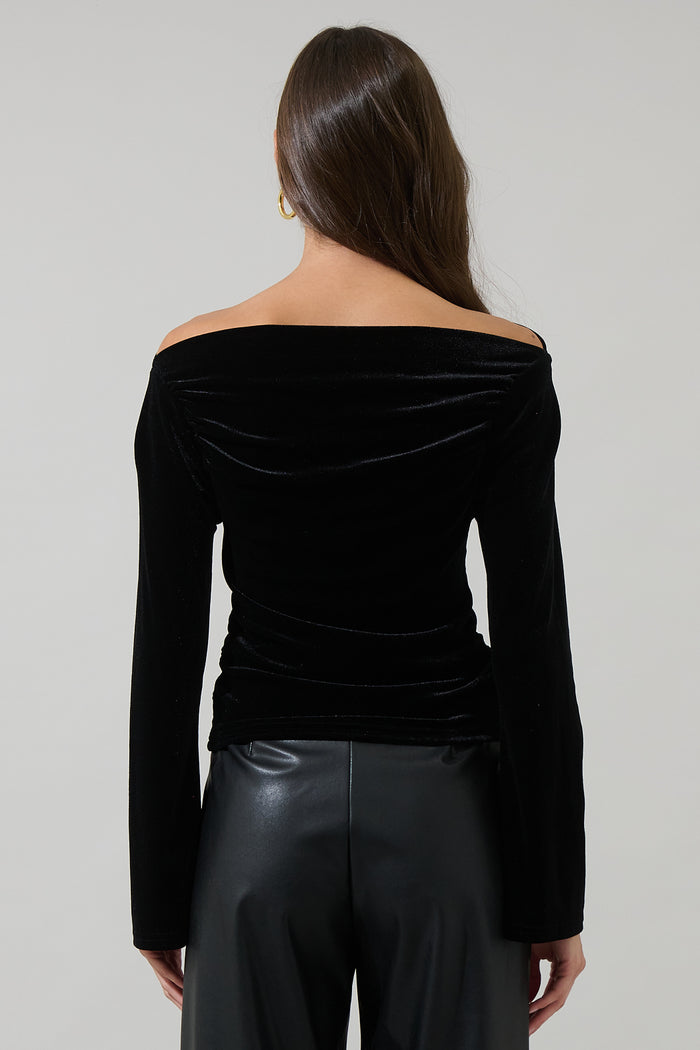 Gracy Velvet Off the Shoulder Top