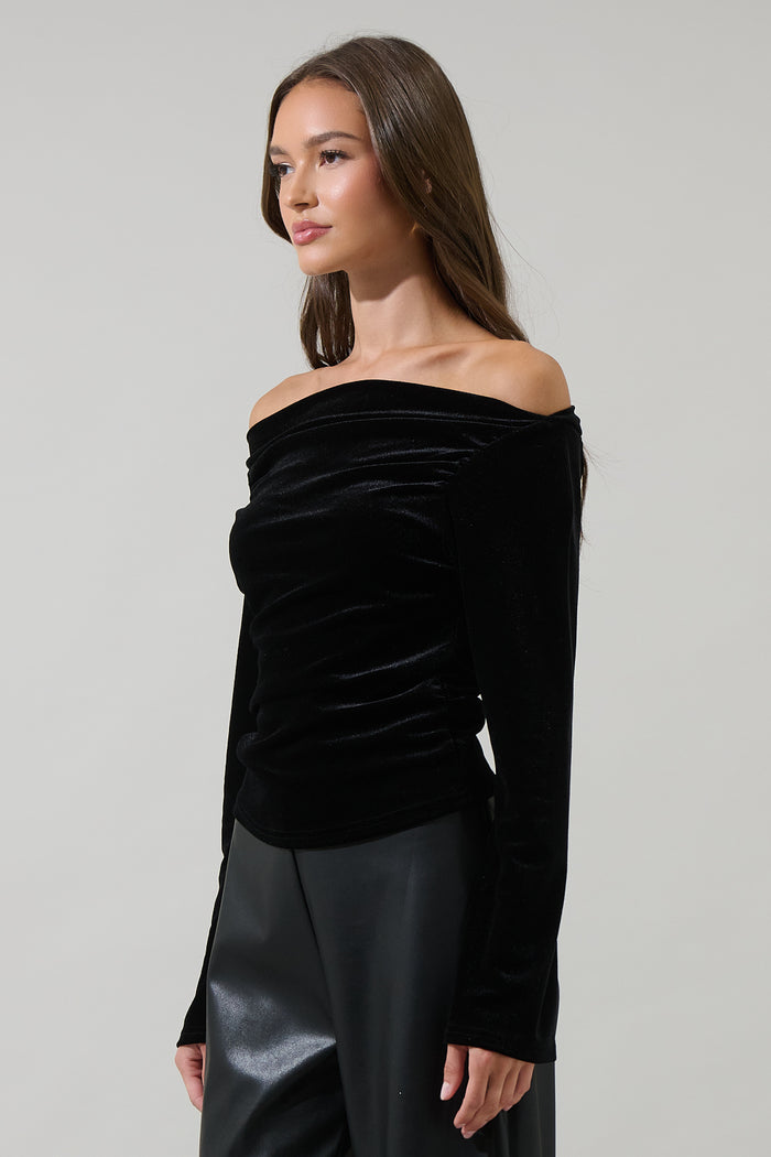 Gracy Velvet Off the Shoulder Top