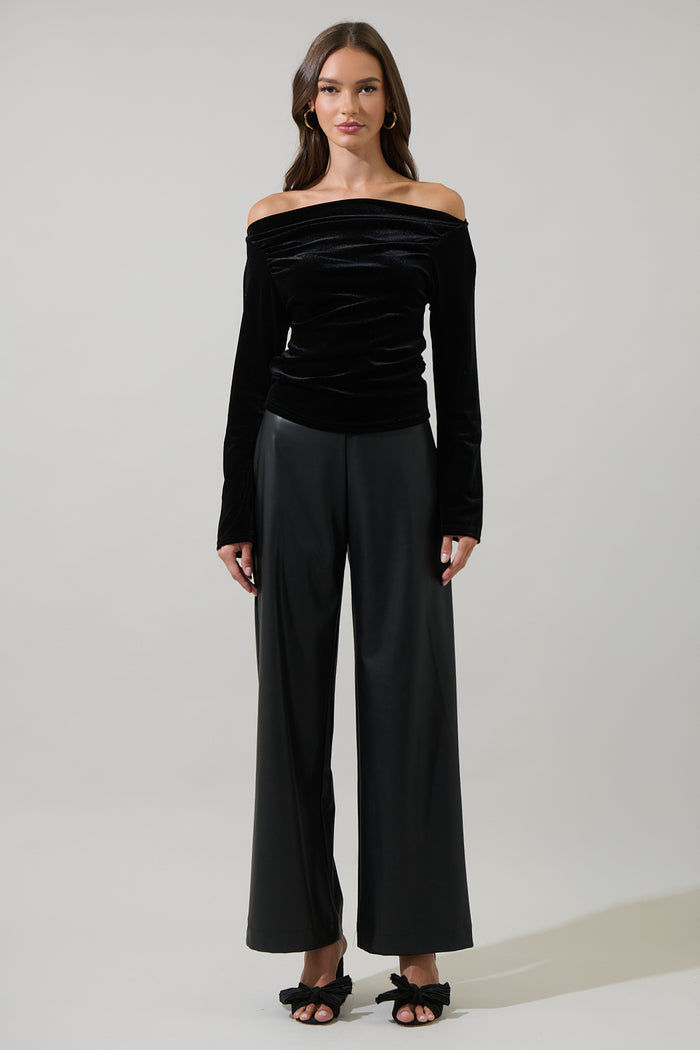 Gracy Velvet Off the Shoulder Top