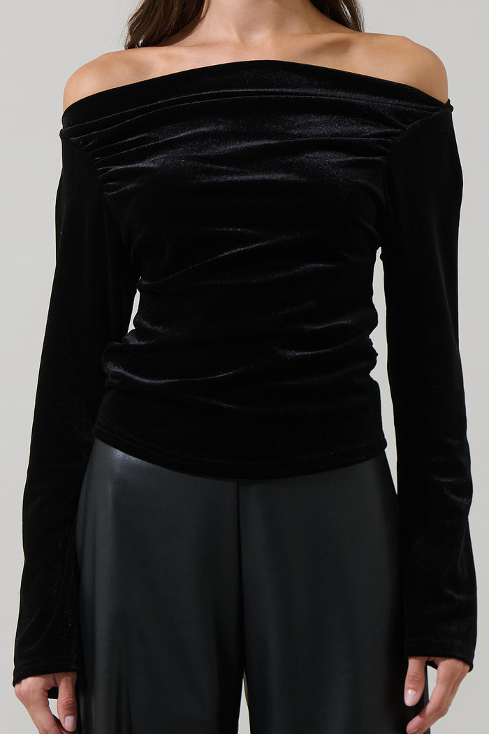 Gracy Velvet Off the Shoulder Top