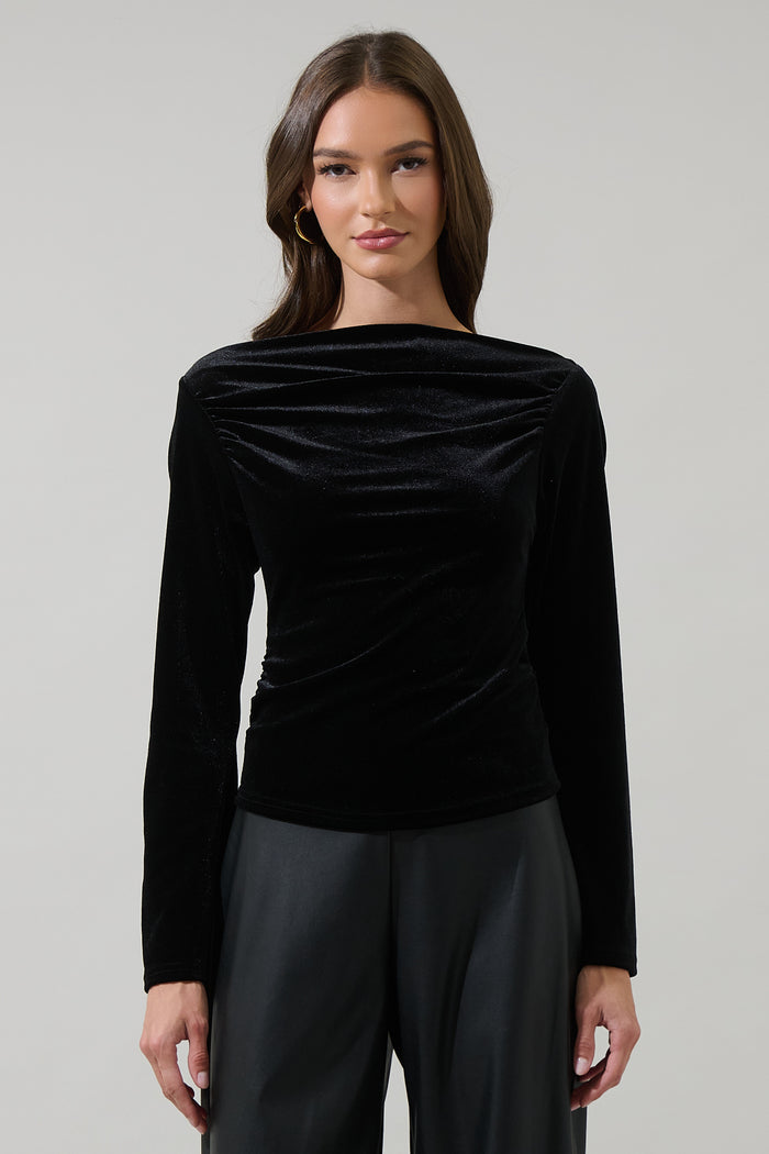 Gracy Velvet Off the Shoulder Top