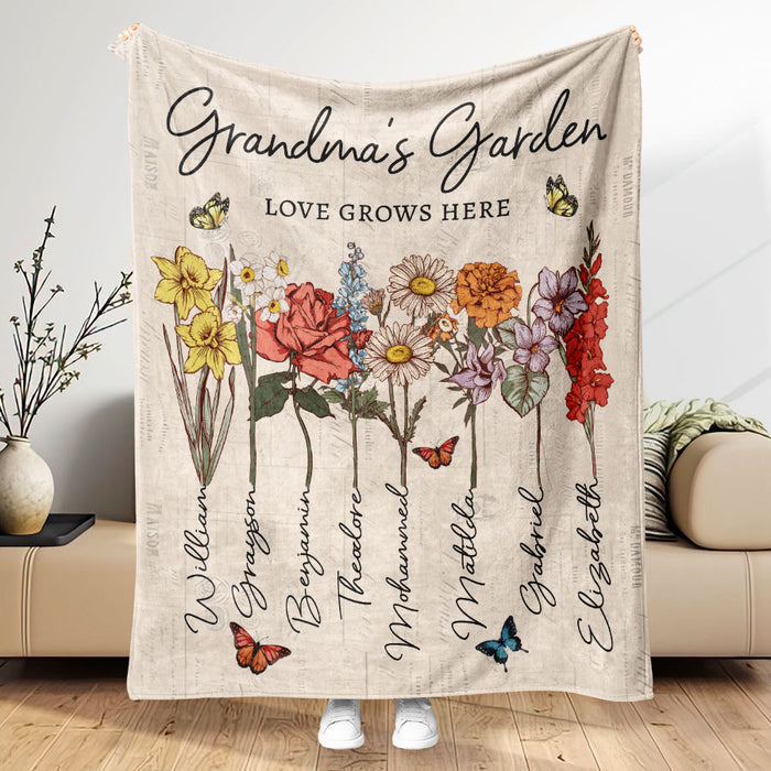 Grandma Blanket | Custom Birth Flower Blanket