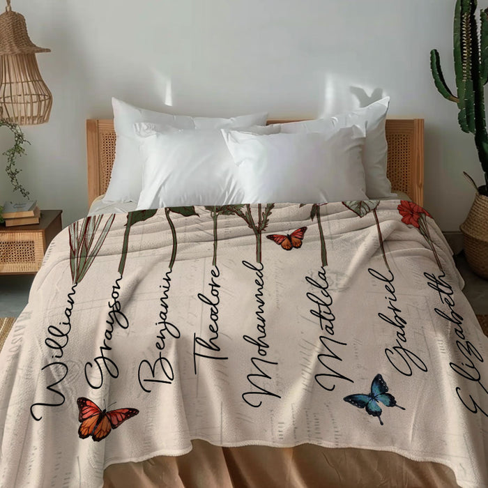 Grandma Blanket | Custom Birth Flower Blanket