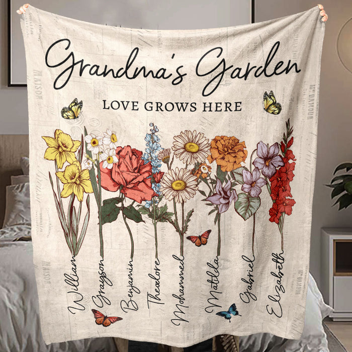 Grandma Blanket | Custom Birth Flower Blanket