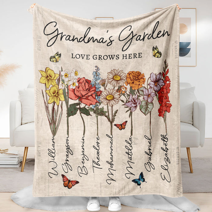 Grandma Blanket | Custom Birth Flower Blanket