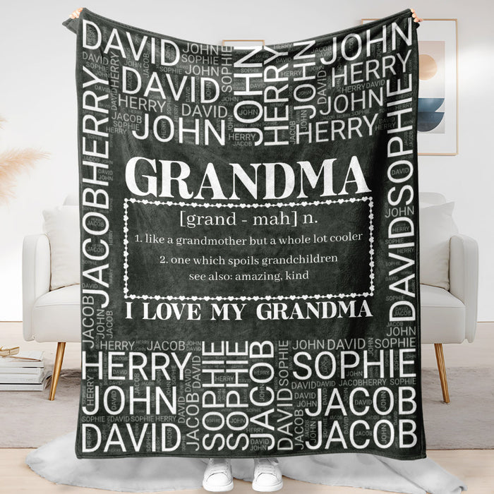 Grandma Blanket With Grandkids Names | Mothers Day Blanket for Grandma