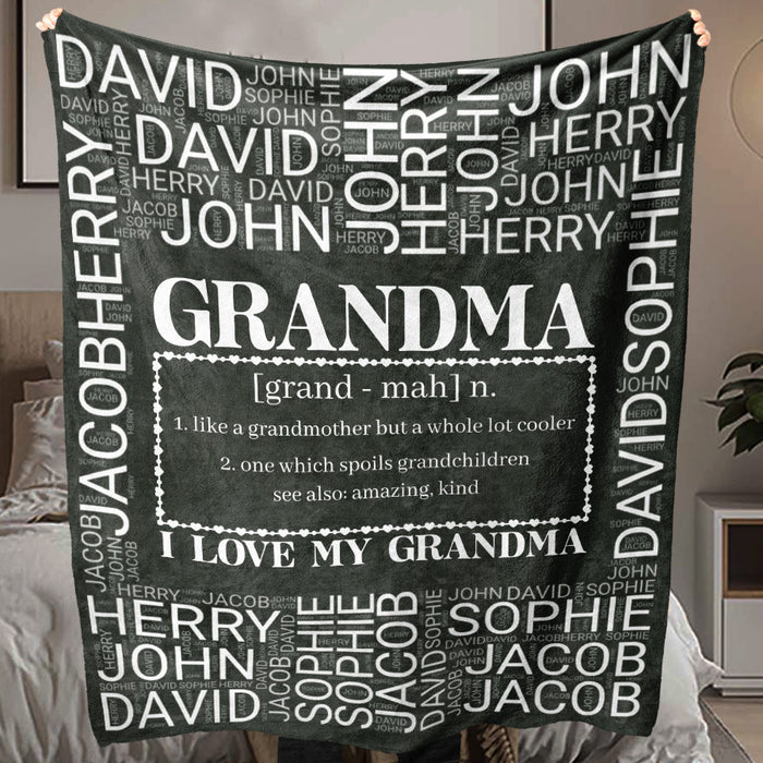 Grandma Blanket With Grandkids Names | Mothers Day Blanket for Grandma