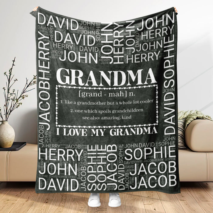 Grandma Blanket With Grandkids Names | Mothers Day Blanket for Grandma