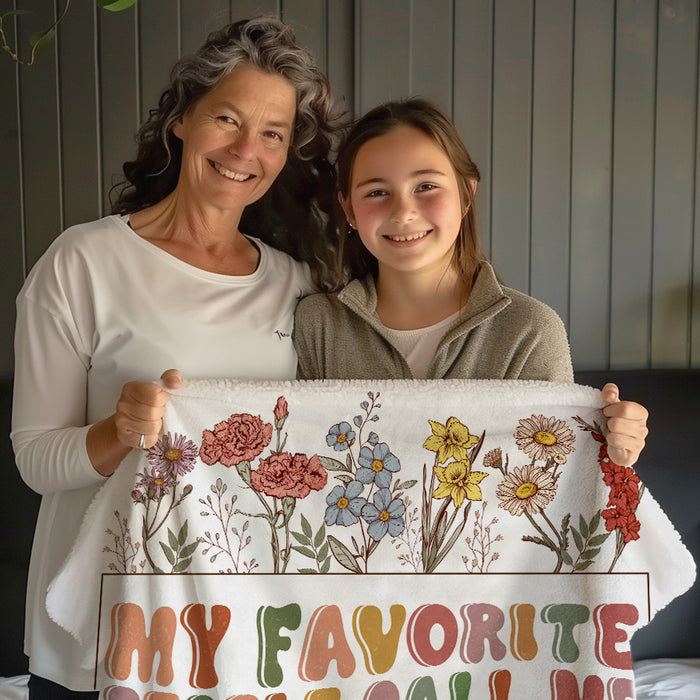 Grandma Blanket With Grandkids Names | My Favorite People Call Me Grandma Blanket