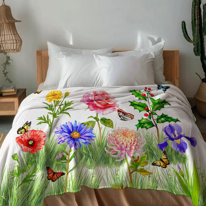 Grandma’s Garden Blanket | Custom Grandma’s Garden Birth Flowers Gifts