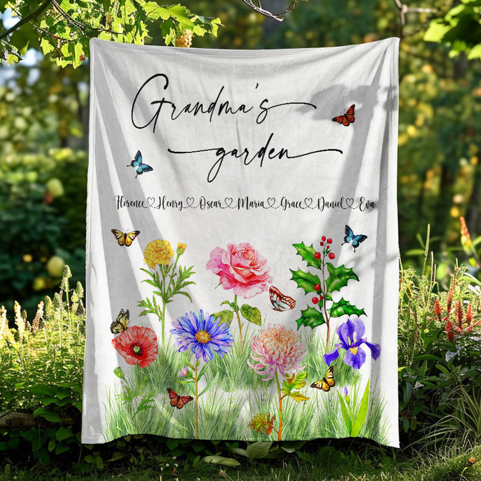Grandma’s Garden Blanket | Custom Grandma’s Garden Birth Flowers Gifts