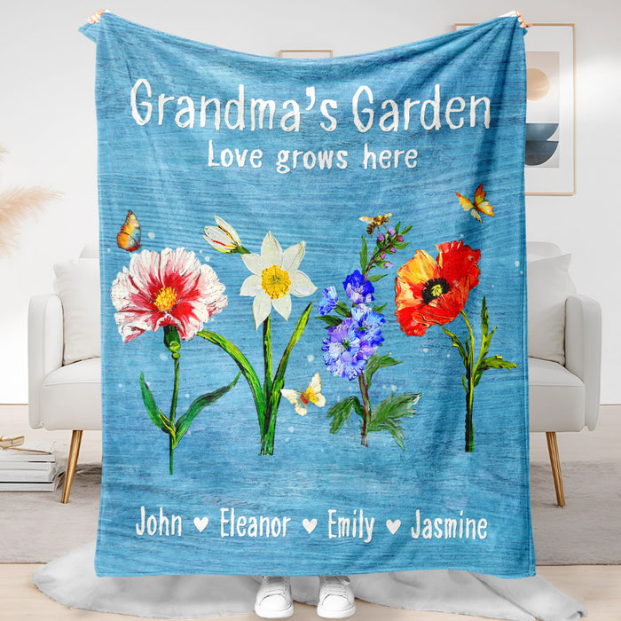 Grandmother Blankets Personalized | Grandmas Garden Blanket