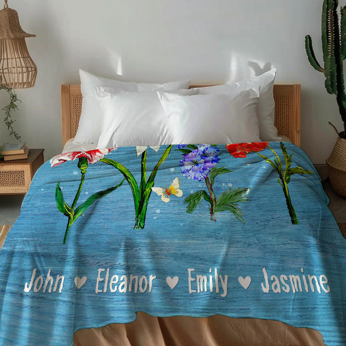 Grandmother Blankets Personalized | Grandmas Garden Blanket