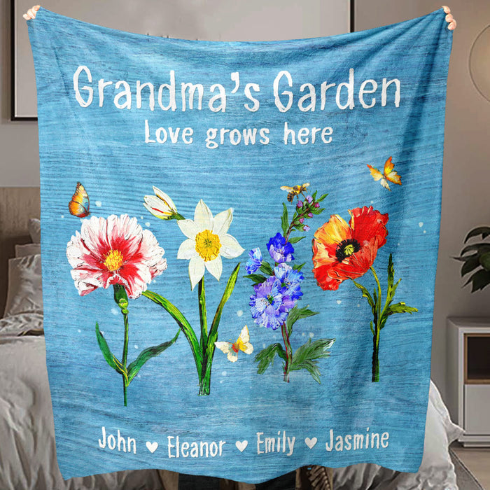 Grandmother Blankets Personalized | Grandmas Garden Blanket
