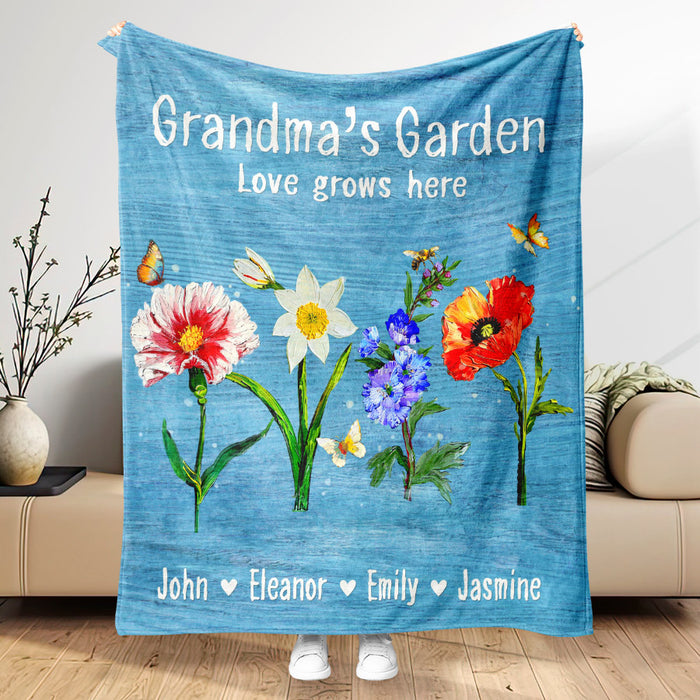 Grandmother Blankets Personalized | Grandmas Garden Blanket
