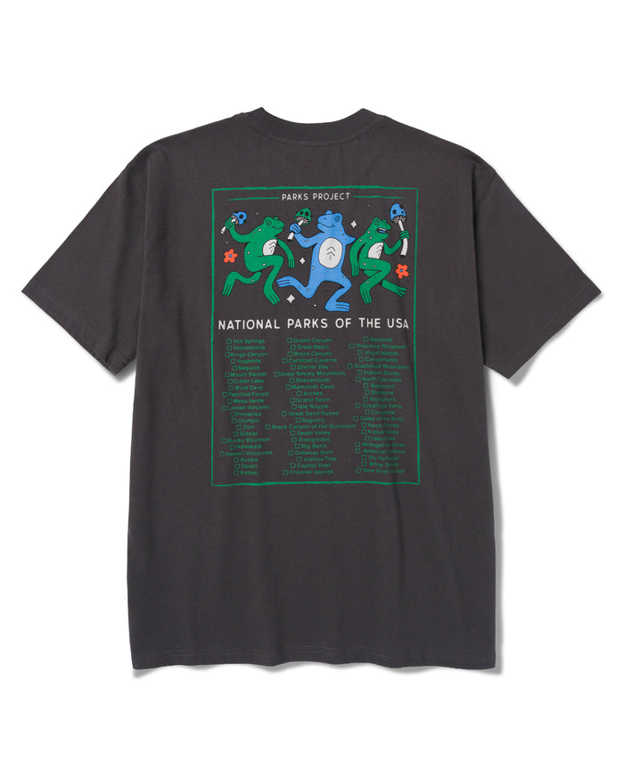 Shop Great Outdoors Dancin' Frogs Checklist Tee Inspired by National Parks | vintage-black
